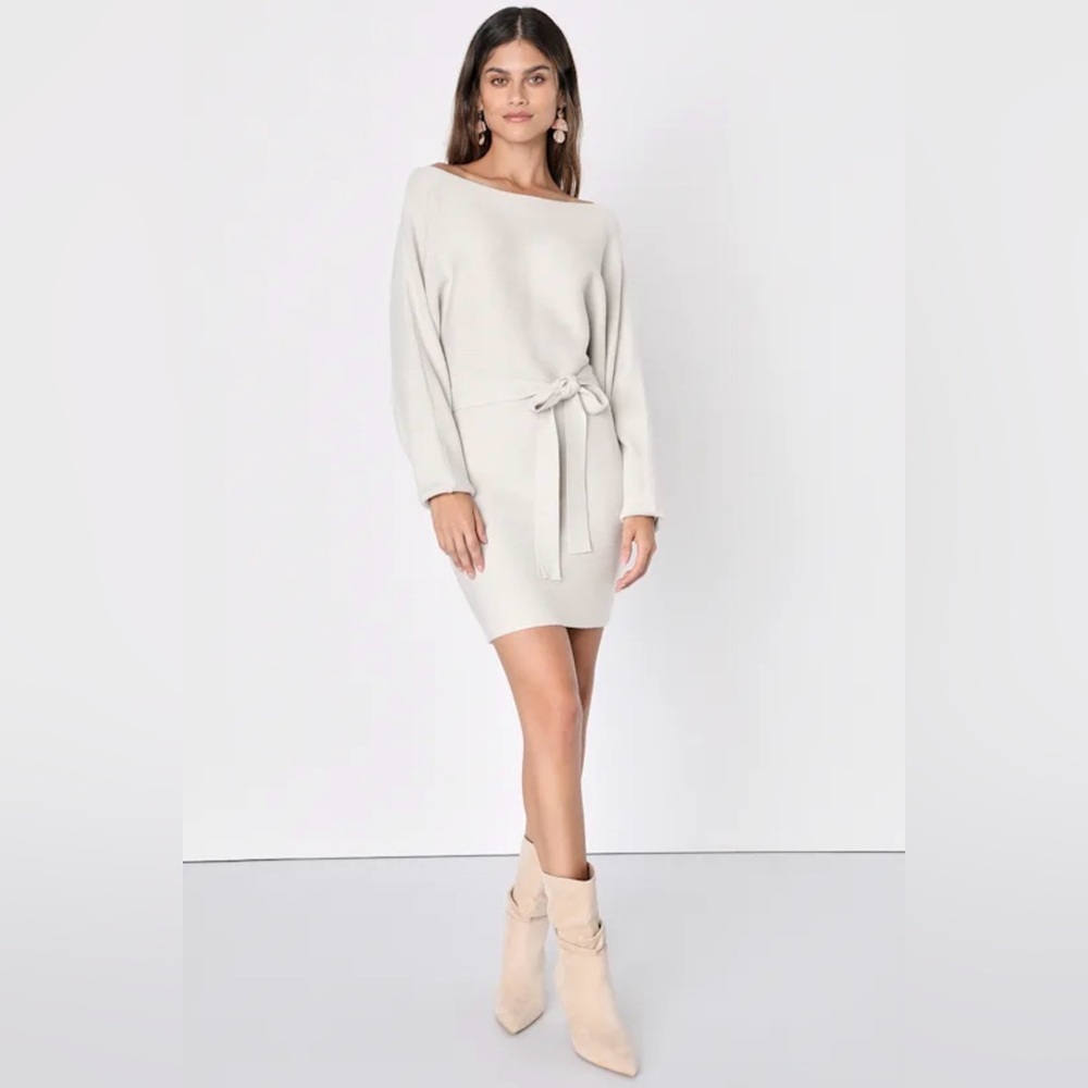 Lulu's Modern Comfort Ivory Dolman Sleeve Mini Sweater Dress • XL • NWT - Picture 3 of 8